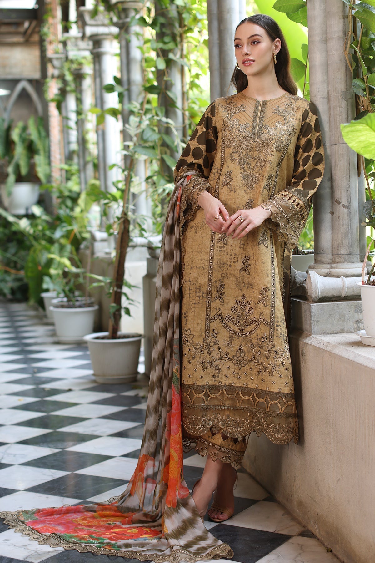 Charizma | Miraas Lawn |CMR5-05-Brand:Charizma-Type:Ladies Clothes-Caramel-Lawn-House of Maryam- Buy in UK, USA