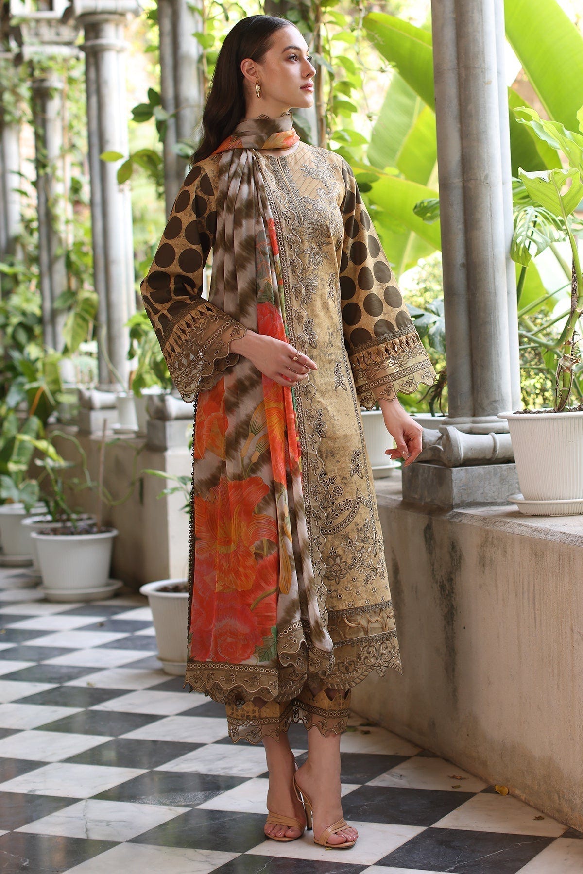 Charizma | Miraas Lawn |CMR5-05-Brand:Charizma-Type:Ladies Clothes-Caramel-Lawn-House of Maryam- Buy in UK, USA