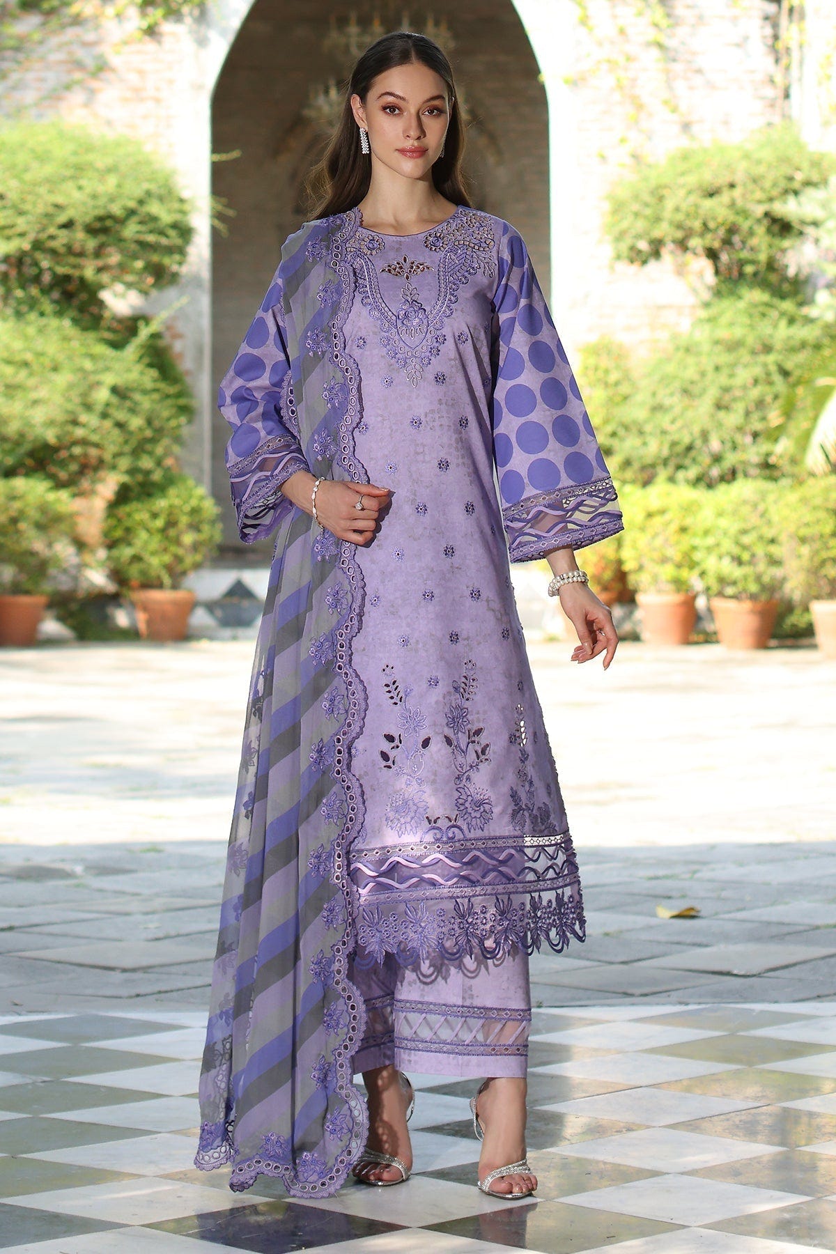 Charizma | Miraas Lawn | CMR5-06-Brand:Charizma-Type:Ladies Clothes-Lilac Gray-Lawn-House of Maryam- Buy in UK, USA