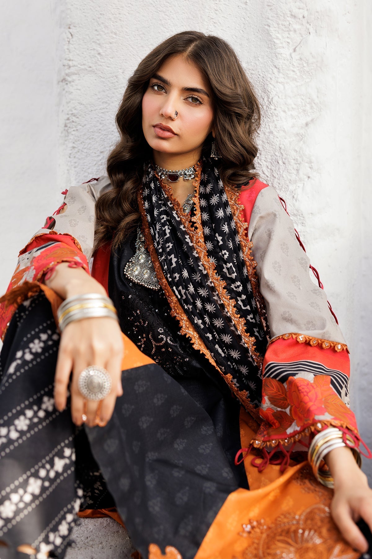 Charizma | Rangoli Lawn | CRO5-01-Brand:Charizma-Type:Ladies Clothes-Black-Lawn-House of Maryam- Buy in UK, USA