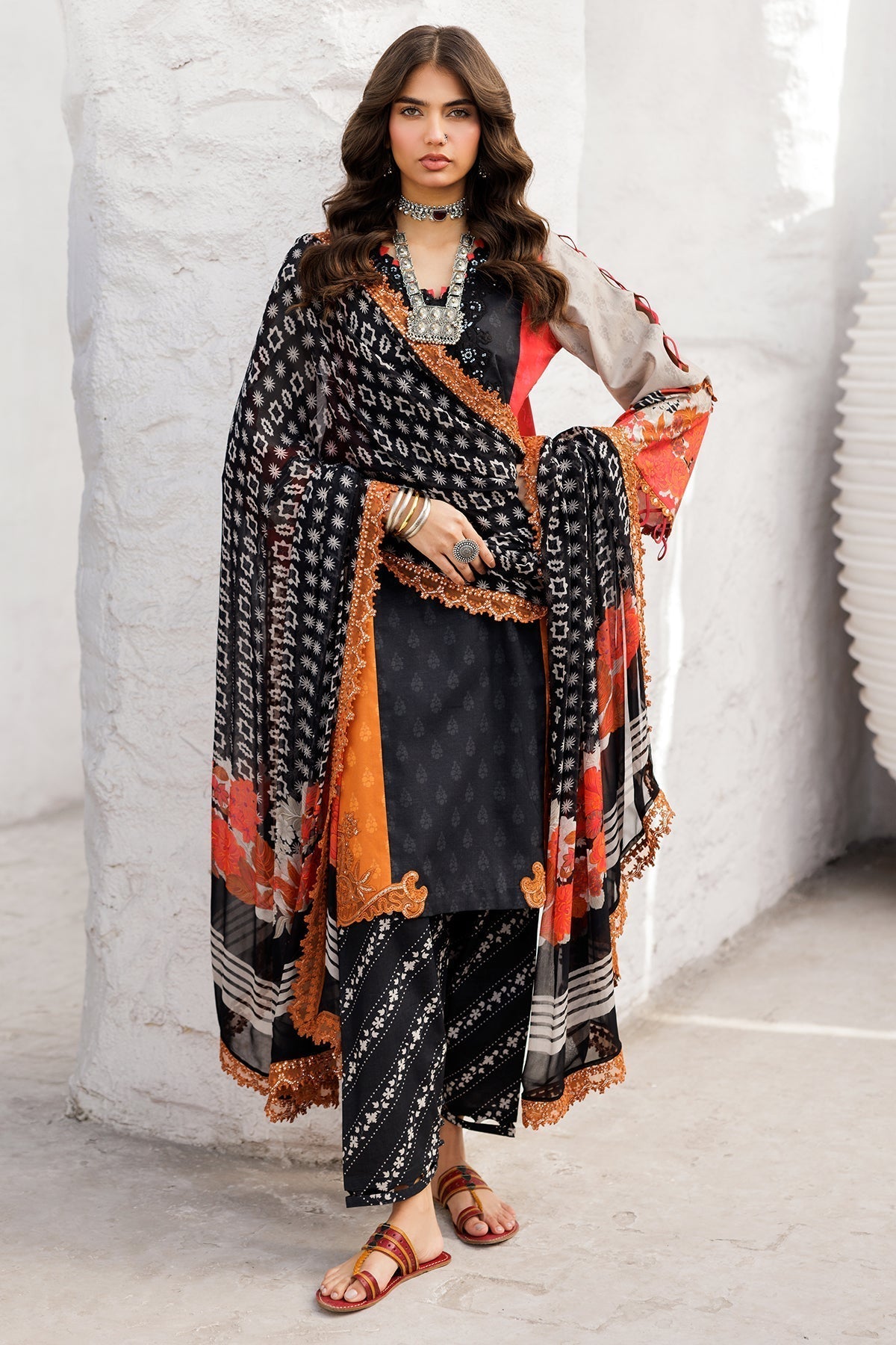 Charizma | Rangoli Lawn | CRO5-01-Brand:Charizma-Type:Ladies Clothes-Black-Lawn-House of Maryam- Buy in UK, USA