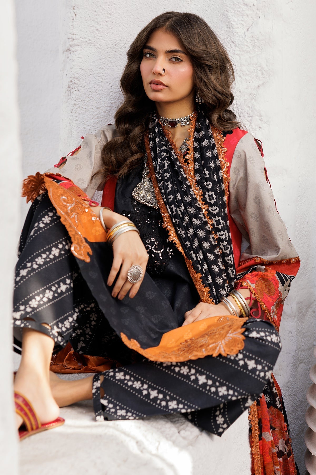 Charizma | Rangoli Lawn | CRO5-01-Brand:Charizma-Type:Ladies Clothes-Black-Lawn-House of Maryam- Buy in UK, USA