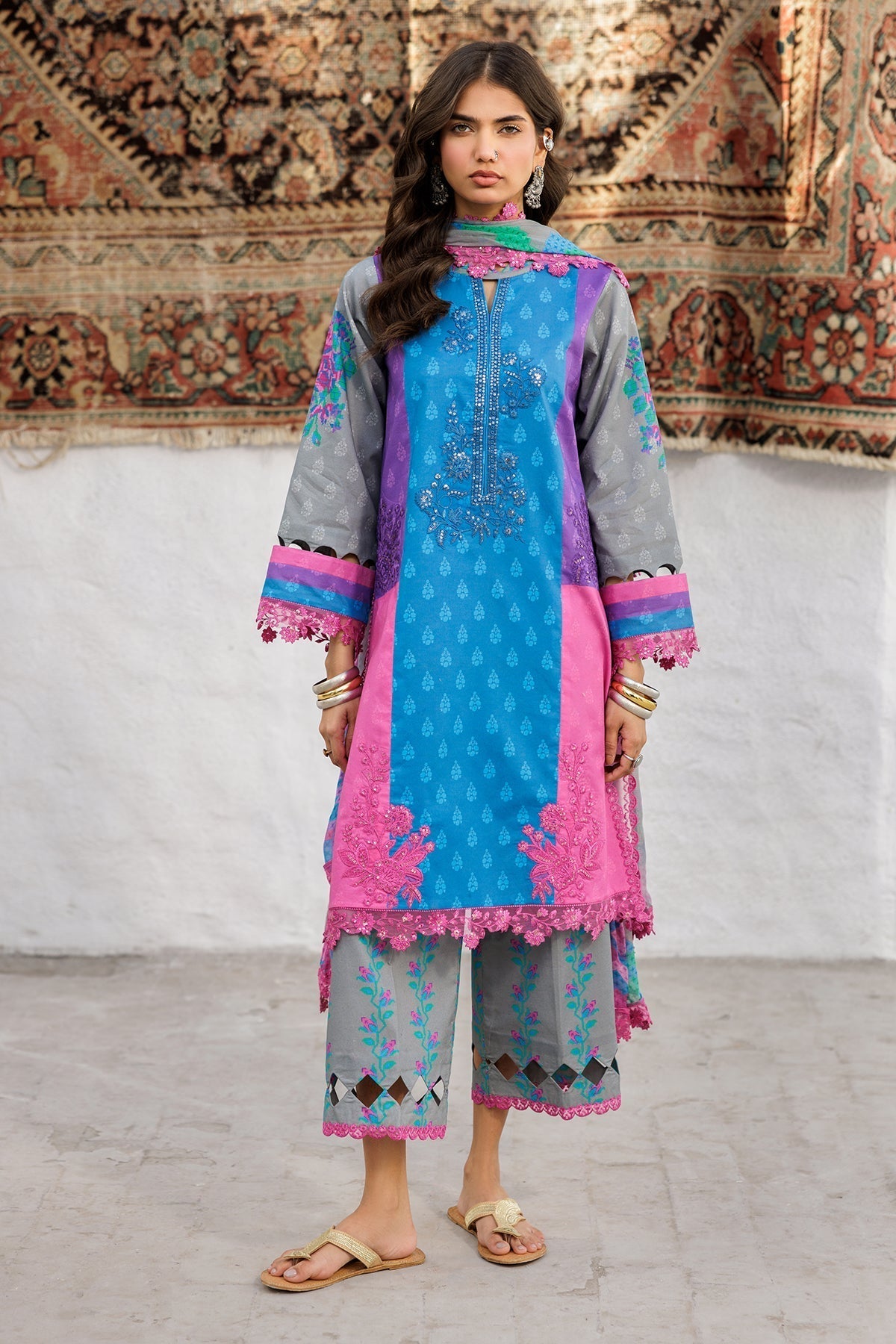 Charizma | Rangoli Lawn | CRO5-02-Brand:Charizma-Type:Ladies Clothes-Multi-Lawn-House of Maryam- Buy in UK, USA