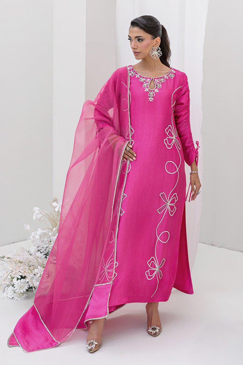 Chic Ophicial | Aarzu Luxe Pret | Candy Glow-Brand:Chic Ophicial-Type:Ladies Clothes-Thulian Pink-Sheesha Silk-House of Maryam- Buy in UK, USA