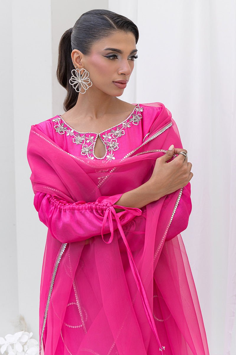 Chic Ophicial | Aarzu Luxe Pret | Candy Glow-Brand:Chic Ophicial-Type:Ladies Clothes-Thulian Pink-Sheesha Silk-House of Maryam- Buy in UK, USA
