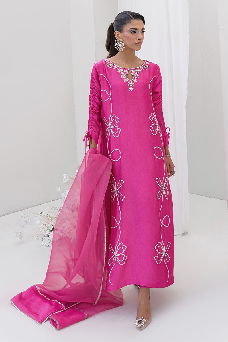 Chic Ophicial | Aarzu Luxe Pret | Candy Glow-Brand:Chic Ophicial-Type:Ladies Clothes-Thulian Pink-Sheesha Silk-House of Maryam- Buy in UK, USA