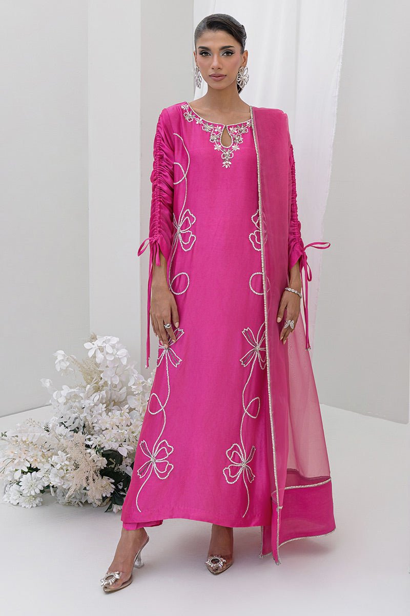 Chic Ophicial | Aarzu Luxe Pret | Candy Glow-Brand:Chic Ophicial-Type:Ladies Clothes-Thulian Pink-Sheesha Silk-House of Maryam- Buy in UK, USA
