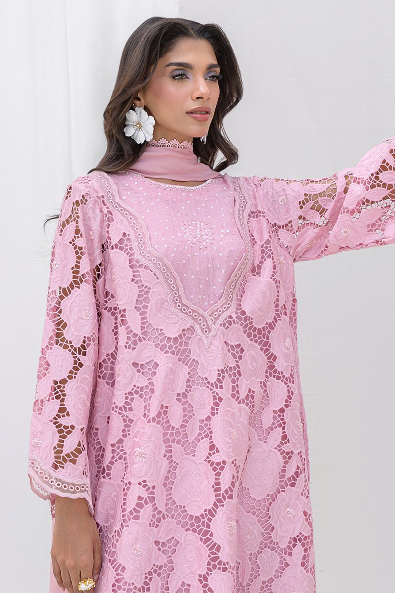 Chic Ophicial | Aarzu Luxe Pret | Frosted Rose-Brand:Chic Ophicial-Type:Ladies Clothes-Pink-Cutwork-House of Maryam- Buy in UK, USA