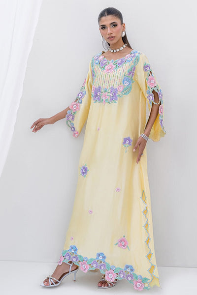 Chic Ophicial | Aarzu Luxe Pret | Meadow Hues-Brand:Chic Ophicial-Type:Ladies Clothes-Butter Yellow-Sheesha Silk-House of Maryam- Buy in UK, USA