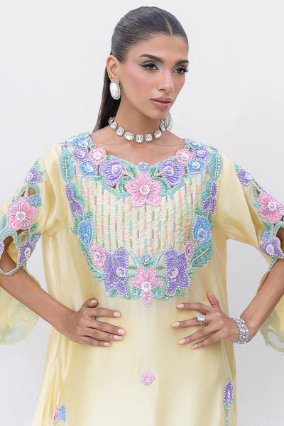 Chic Ophicial | Aarzu Luxe Pret | Meadow Hues-Brand:Chic Ophicial-Type:Ladies Clothes-Butter Yellow-Sheesha Silk-House of Maryam- Buy in UK, USA
