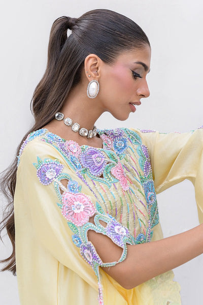 Chic Ophicial | Aarzu Luxe Pret | Meadow Hues-Brand:Chic Ophicial-Type:Ladies Clothes-Butter Yellow-Sheesha Silk-House of Maryam- Buy in UK, USA