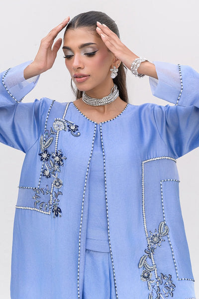 Chic Ophicial | Aarzu Luxe Pret | Moon Light Tiles-Brand:Chic Ophicial-Type:Ladies Clothes-Periwinkle-Sheesha Silk-House of Maryam- Buy in UK, USA