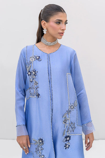 Chic Ophicial | Aarzu Luxe Pret | Moon Light Tiles-Brand:Chic Ophicial-Type:Ladies Clothes-Periwinkle-Sheesha Silk-House of Maryam- Buy in UK, USA