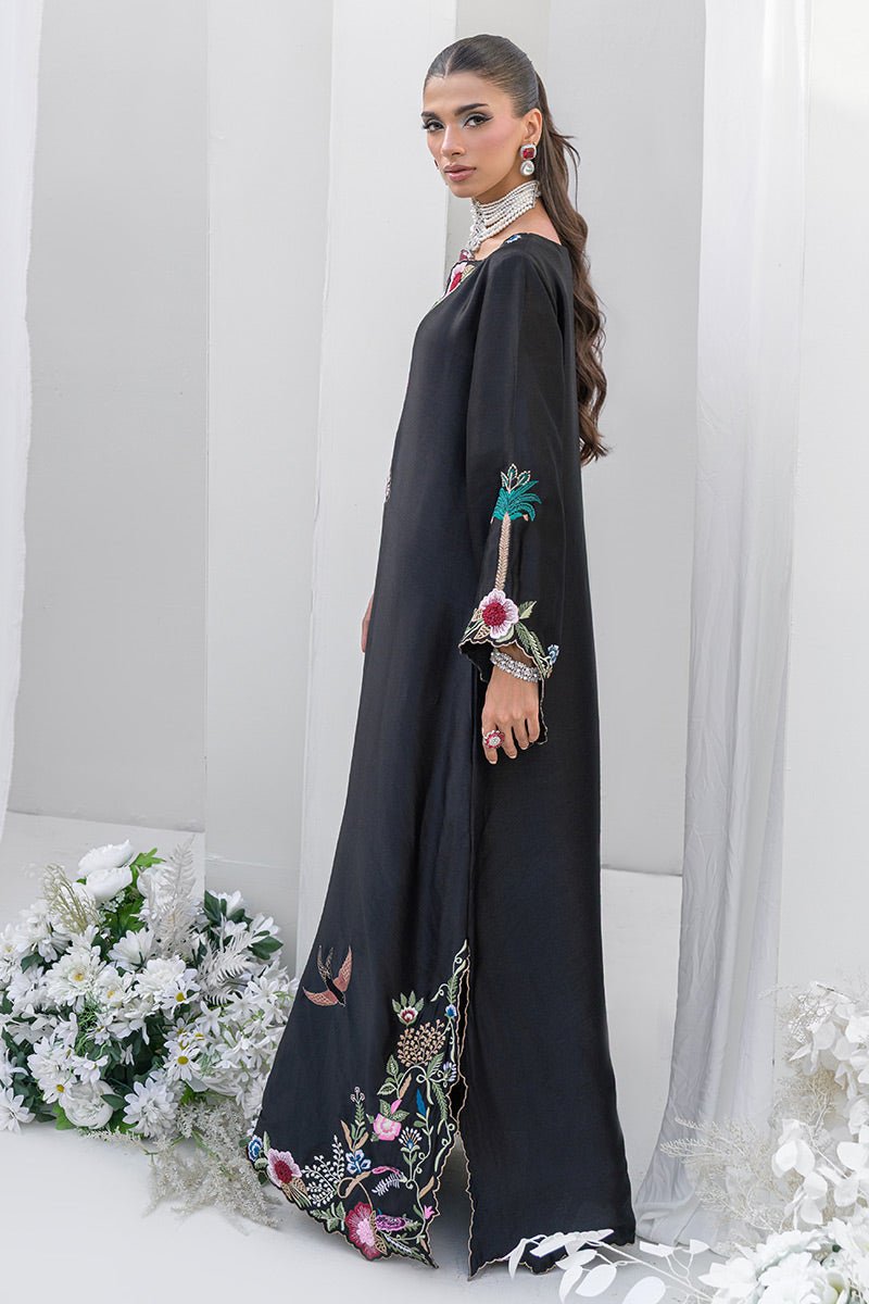 Chic Ophicial | Aarzu Luxe Pret | Nocturne Bloom-Brand:Chic Ophicial-Type:Ladies Clothes-Black-Sheesha Silk-House of Maryam- Buy in UK, USA