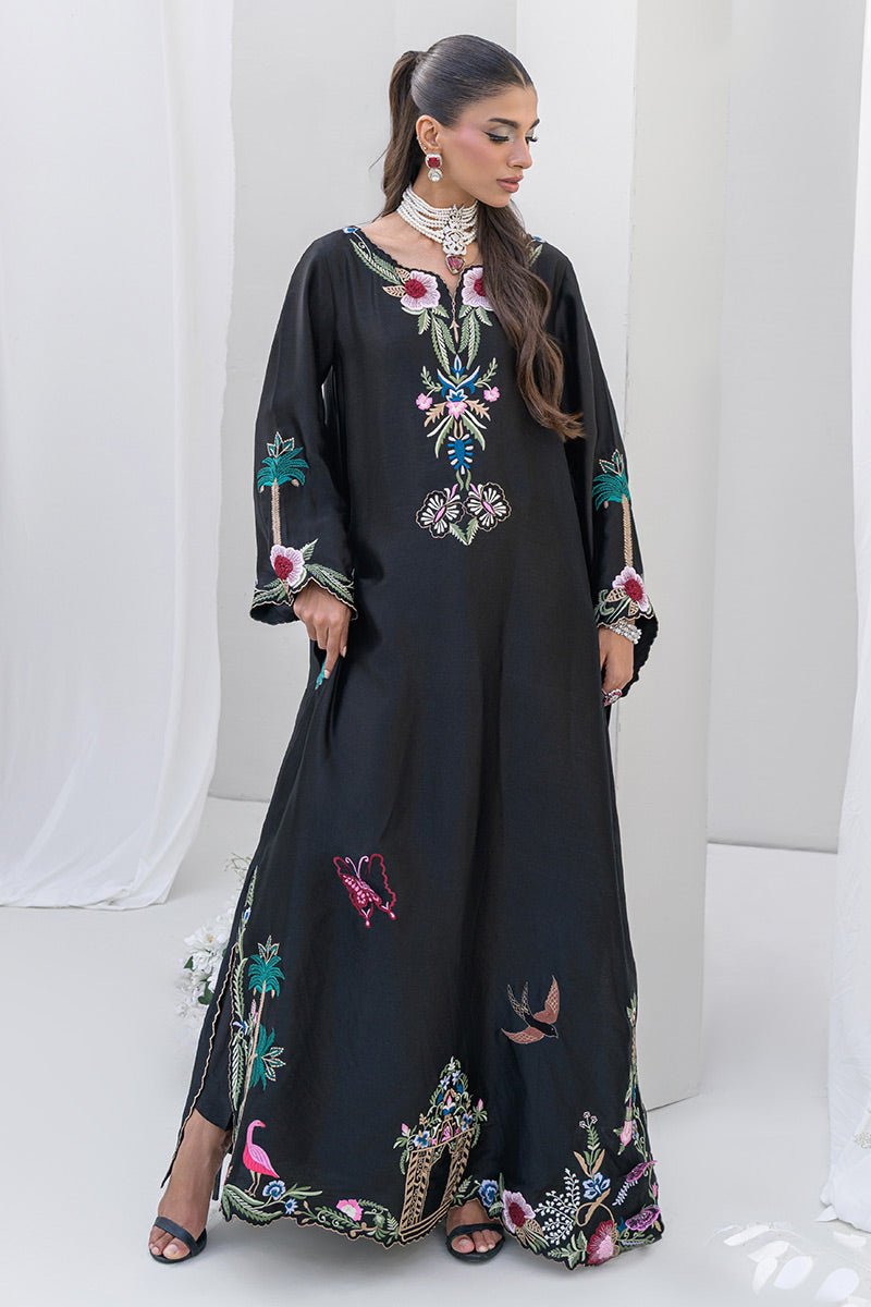 Chic Ophicial | Aarzu Luxe Pret | Nocturne Bloom-Brand:Chic Ophicial-Type:Ladies Clothes-Black-Sheesha Silk-House of Maryam- Buy in UK, USA