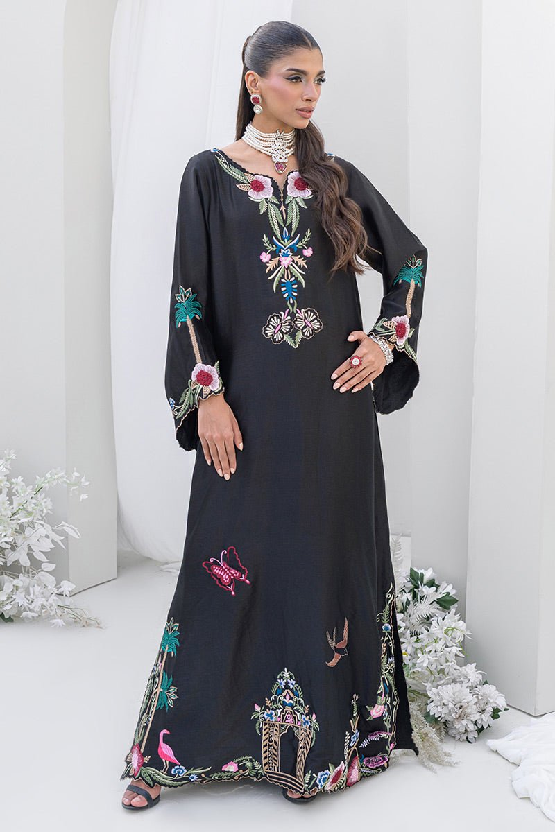 Chic Ophicial | Aarzu Luxe Pret | Nocturne Bloom-Brand:Chic Ophicial-Type:Ladies Clothes-Black-Sheesha Silk-House of Maryam- Buy in UK, USA