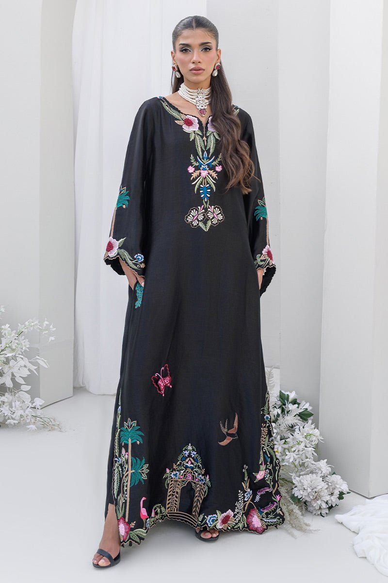Chic Ophicial | Aarzu Luxe Pret | Nocturne Bloom-Brand:Chic Ophicial-Type:Ladies Clothes-Black-Sheesha Silk-House of Maryam- Buy in UK, USA