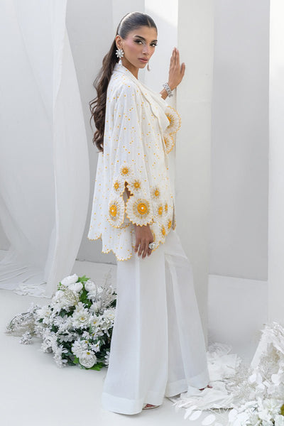 Chic Ophicial | Aarzu Luxe Pret | Sunkissed Sunflower-Brand:Chic Ophicial-Type:Ladies Clothes-White-Sheesha Silk-House of Maryam- Buy in UK, USA