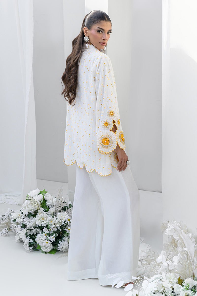 Chic Ophicial | Aarzu Luxe Pret | Sunkissed Sunflower-Brand:Chic Ophicial-Type:Ladies Clothes-White-Sheesha Silk-House of Maryam- Buy in UK, USA