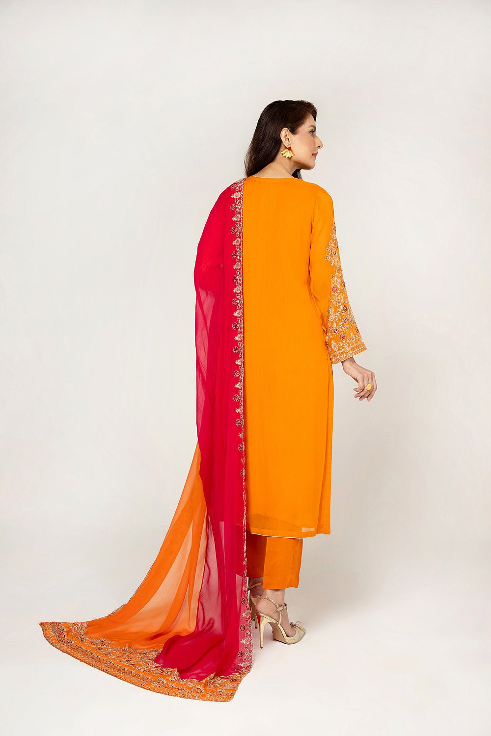 Chinyere | Formal Wedding Exclusive | (AA5363)-Brand:Chinyere-Type:Ladies Clothes-Orange-Chiffon-House of Maryam- Buy in UK, USA
