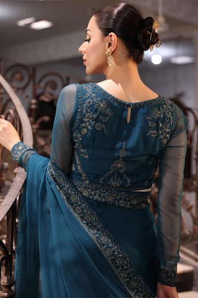 Chinyere | Formal Wedding Exclusive | (AW0007)-Brand:Chinyere-Type:Ladies Clothes-Teal Blue-Chiffon-House of Maryam- Buy in UK, USA