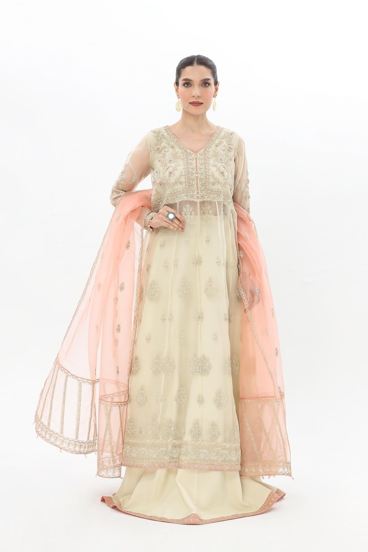 Chinyere | Formal Wedding Exclusive | (AW0008)-Brand:Chinyere-Type:Ladies Clothes-Off White-Organza-House of Maryam- Buy in UK, USA