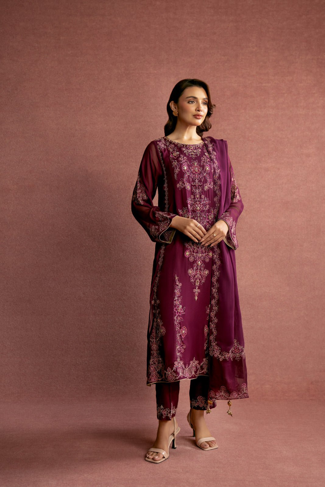 Chinyere | Formal Wedding Exclusive | (AW0010)-Brand:Chinyere-Type:Ladies Clothes-Plum-Chiffon-House of Maryam- Buy in UK, USA