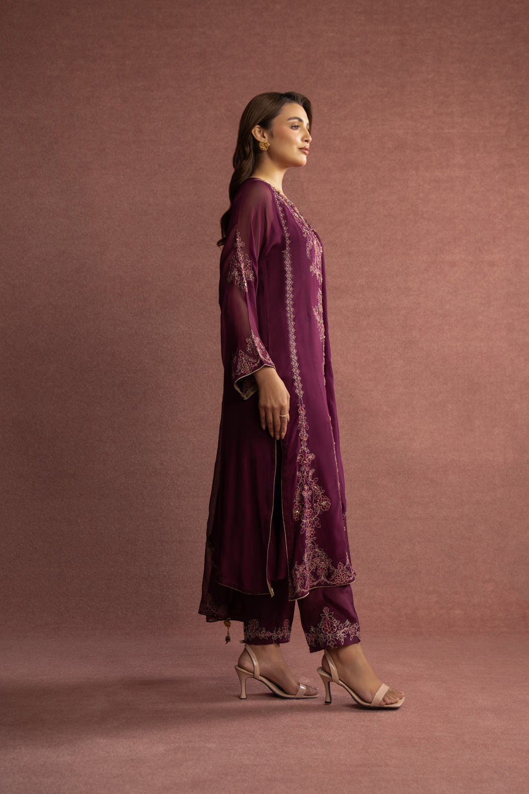 Chinyere | Formal Wedding Exclusive | (AW0010)-Brand:Chinyere-Type:Ladies Clothes-Plum-Chiffon-House of Maryam- Buy in UK, USA
