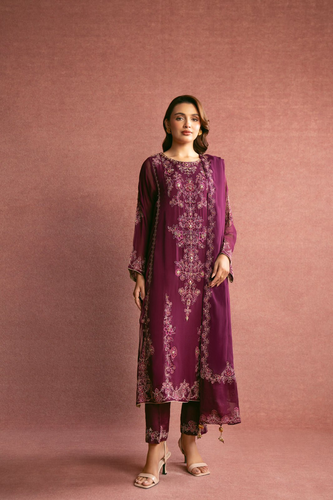 Chinyere | Formal Wedding Exclusive | (AW0010)-Brand:Chinyere-Type:Ladies Clothes-Plum-Chiffon-House of Maryam- Buy in UK, USA
