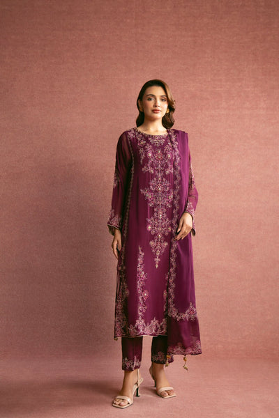 Chinyere | Formal Wedding Exclusive | (AW0010)-Brand:Chinyere-Type:Ladies Clothes-Plum-Chiffon-House of Maryam- Buy in UK, USA