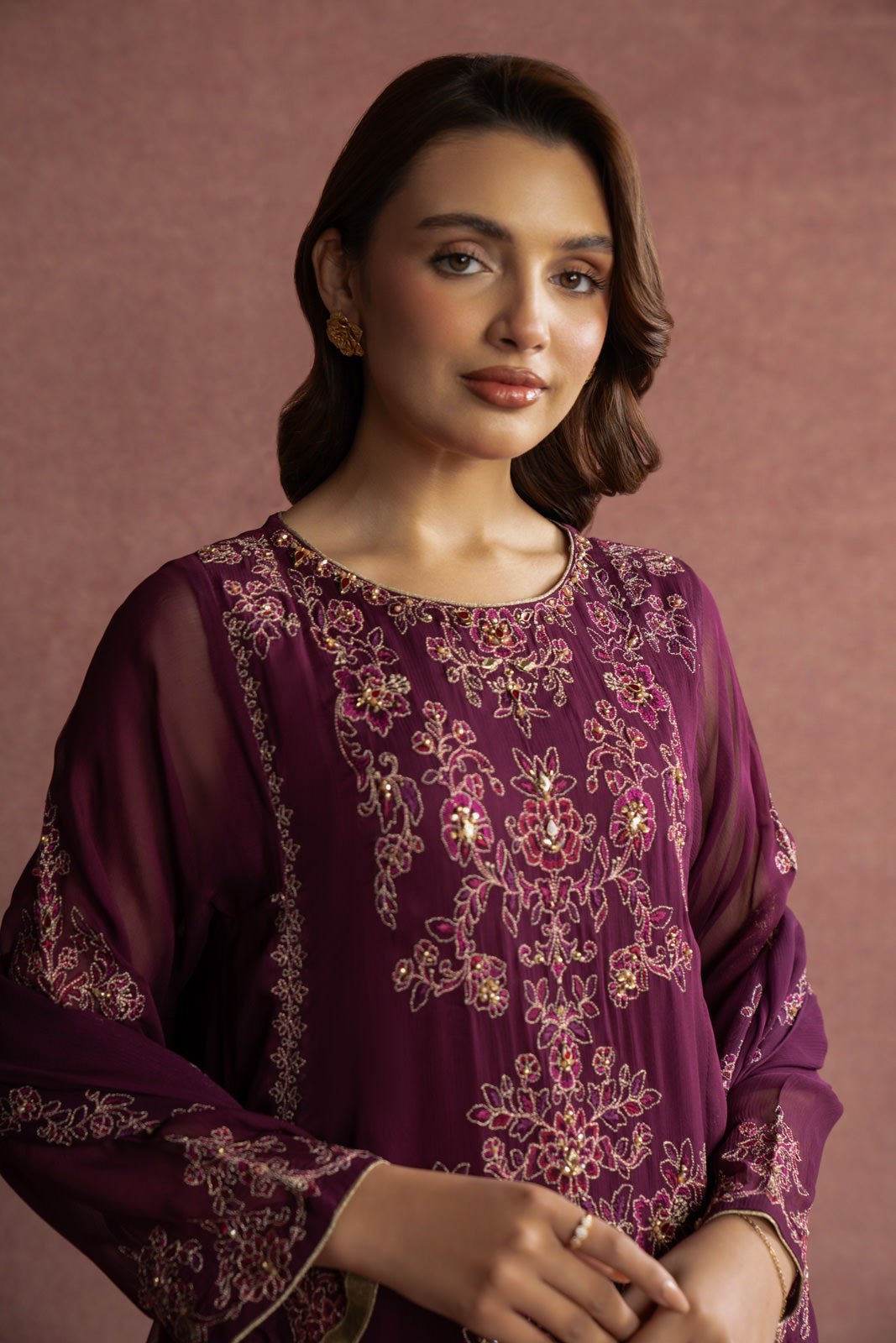 Chinyere | Formal Wedding Exclusive | (AW0010)-Brand:Chinyere-Type:Ladies Clothes-Plum-Chiffon-House of Maryam- Buy in UK, USA