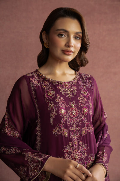 Chinyere | Formal Wedding Exclusive | (AW0010)-Brand:Chinyere-Type:Ladies Clothes-Plum-Chiffon-House of Maryam- Buy in UK, USA