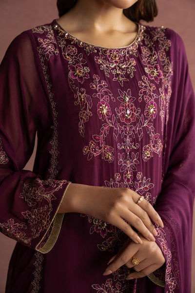 Chinyere | Formal Wedding Exclusive | (AW0010)-Brand:Chinyere-Type:Ladies Clothes-Plum-Chiffon-House of Maryam- Buy in UK, USA