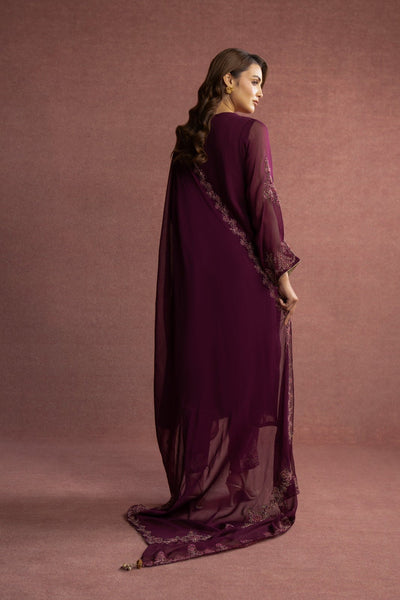 Chinyere | Formal Wedding Exclusive | (AW0010)-Brand:Chinyere-Type:Ladies Clothes-Plum-Chiffon-House of Maryam- Buy in UK, USA
