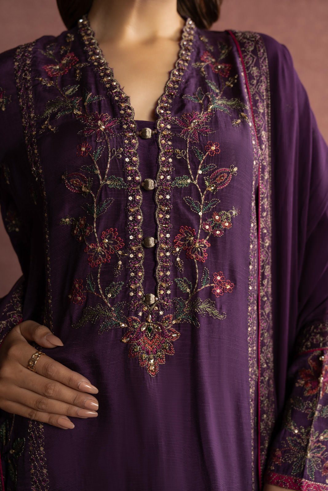 Chinyere | Formal Wedding Exclusive | (AW0013)-Brand:Chinyere-Type:Ladies Clothes-Dark Purple-Raw Silk-House of Maryam- Buy in UK, USA