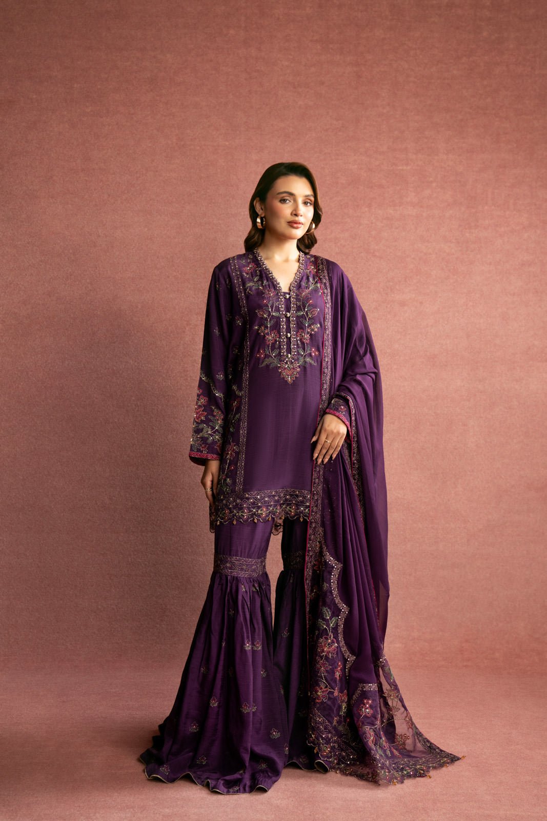 Chinyere | Formal Wedding Exclusive | (AW0013)-Brand:Chinyere-Type:Ladies Clothes-Dark Purple-Raw Silk-House of Maryam- Buy in UK, USA