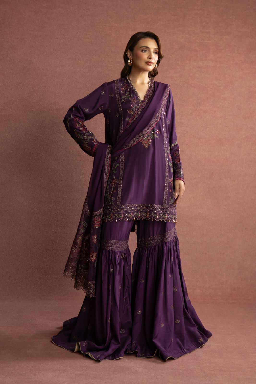 Chinyere | Formal Wedding Exclusive | (AW0013)-Brand:Chinyere-Type:Ladies Clothes-Dark Purple-Raw Silk-House of Maryam- Buy in UK, USA