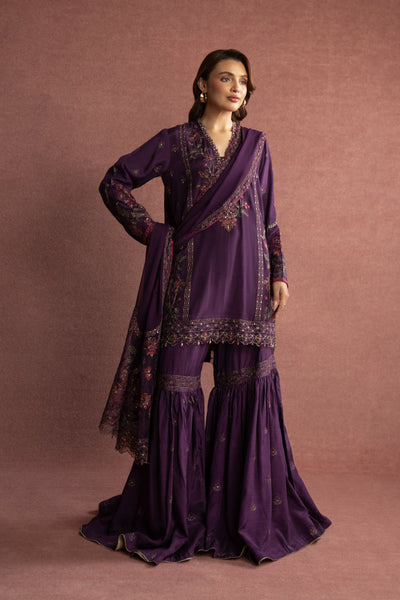 Chinyere | Formal Wedding Exclusive | (AW0013)-Brand:Chinyere-Type:Ladies Clothes-Dark Purple-Raw Silk-House of Maryam- Buy in UK, USA