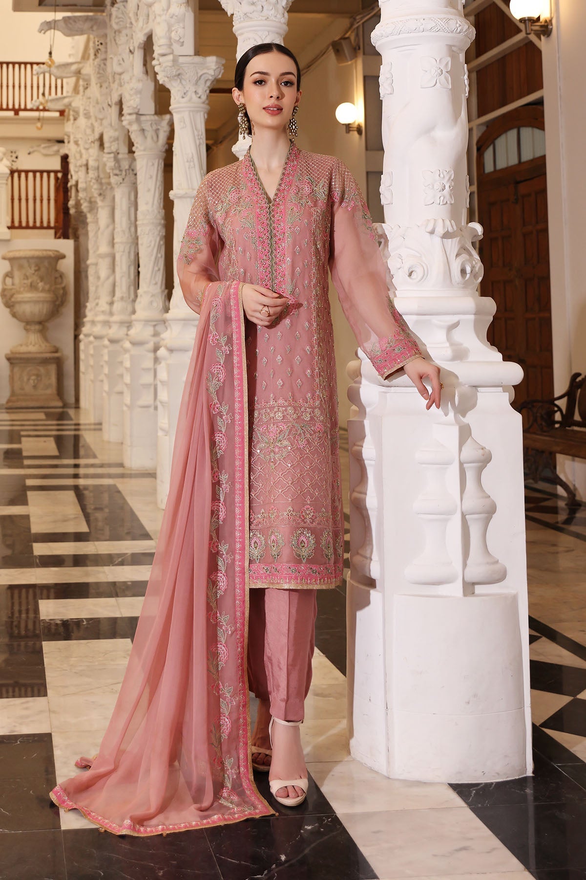 Chinyere | Formal Wedding Exclusive | BARBIE (AA5263)-Brand:Chinyere-Type:Ladies Clothes-Tea Pink-Organza-House of Maryam- Buy in UK, USA