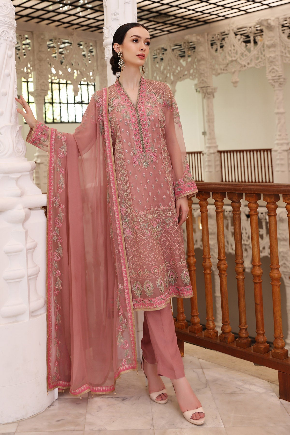 Chinyere | Formal Wedding Exclusive | BARBIE (AA5263)-Brand:Chinyere-Type:Ladies Clothes-Tea Pink-Organza-House of Maryam- Buy in UK, USA