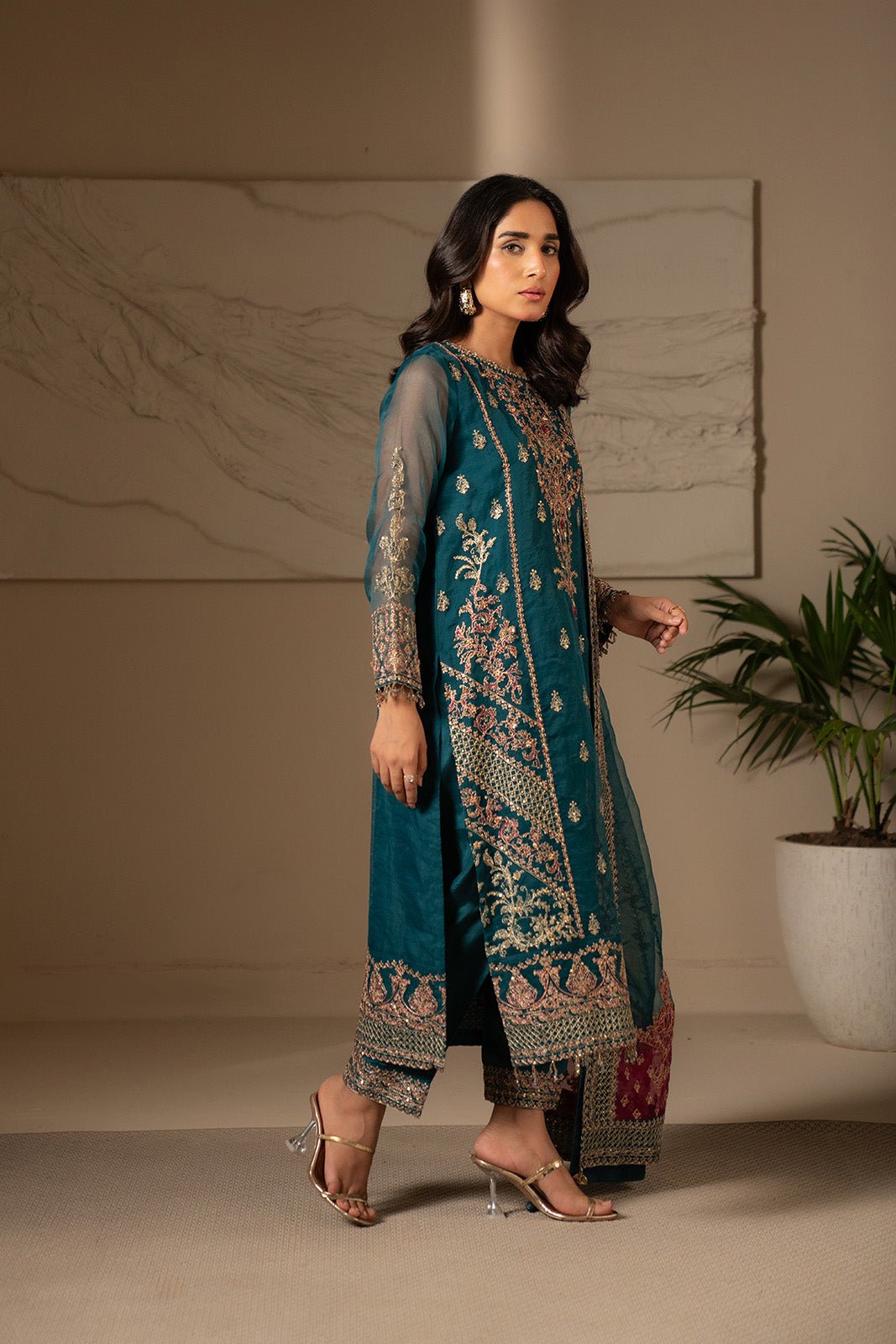 Chinyere | Formal Wedding Exclusive | (FW0006)-Brand:Chinyere-Type:Ladies Clothes-Teal-Organza-House of Maryam- Buy in UK, USA