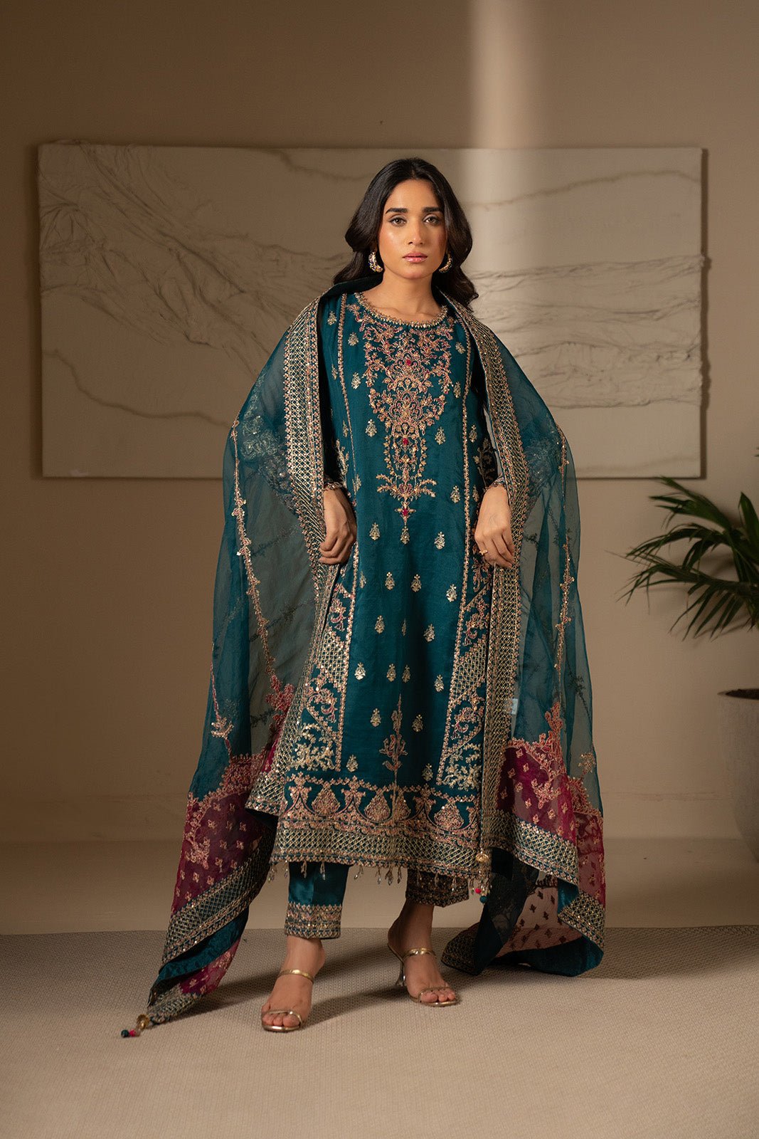 Chinyere | Formal Wedding Exclusive | (FW0006)-Brand:Chinyere-Type:Ladies Clothes-Teal-Organza-House of Maryam- Buy in UK, USA