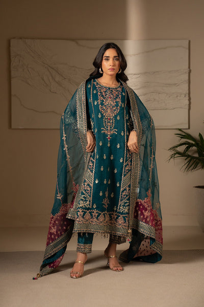 Chinyere | Formal Wedding Exclusive | (FW0006)-Brand:Chinyere-Type:Ladies Clothes-Teal-Organza-House of Maryam- Buy in UK, USA