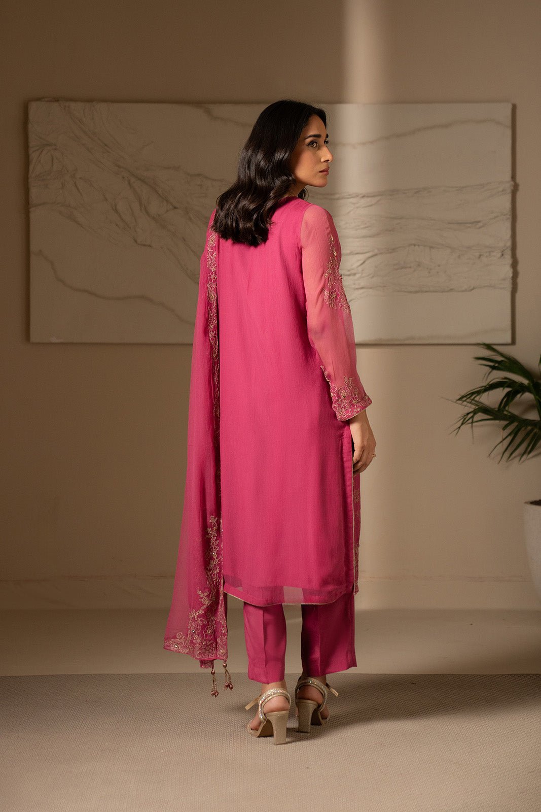 Chinyere | Formal Wedding Exclusive | (FW0007)-Brand:Chinyere-Type:Ladies Clothes-Chiffon-Hot Pink-House of Maryam- Buy in UK, USA