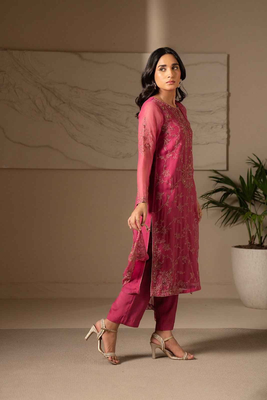 Chinyere | Formal Wedding Exclusive | (FW0007)-Brand:Chinyere-Type:Ladies Clothes-Chiffon-Hot Pink-House of Maryam- Buy in UK, USA
