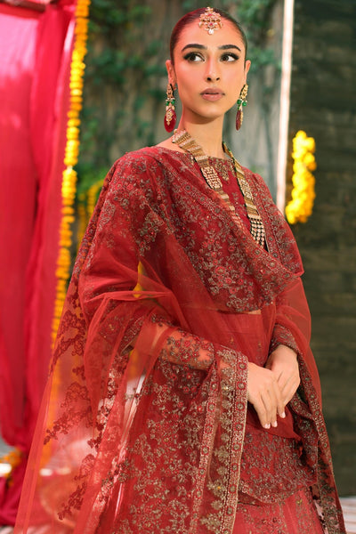 Chinyere | Formal Wedding Exclusive | JAHAN ARA F (AA5110)-Brand:Chinyere-Type:Ladies Clothes-Maroon-Korean Silk-House of Maryam- Buy in UK, USA