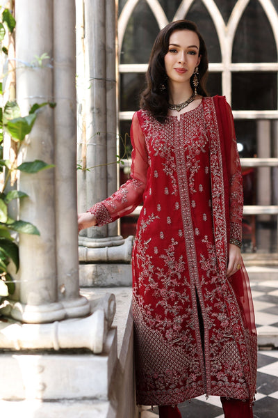 Chinyere | Formal Wedding Exclusive | MAHAY B (AA5356)-Brand:Chinyere-Type:Ladies Clothes-Maroon-Organza-House of Maryam- Buy in UK, USA