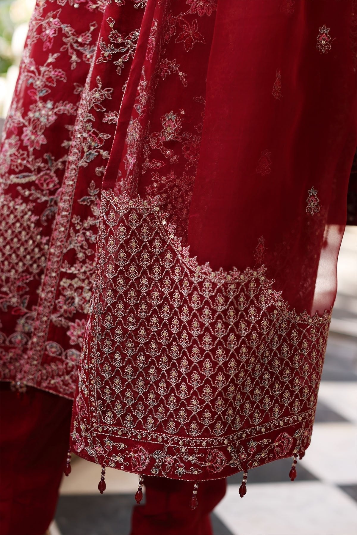 Chinyere | Formal Wedding Exclusive | MAHAY B (AA5356)-Brand:Chinyere-Type:Ladies Clothes-Maroon-Organza-House of Maryam- Buy in UK, USA