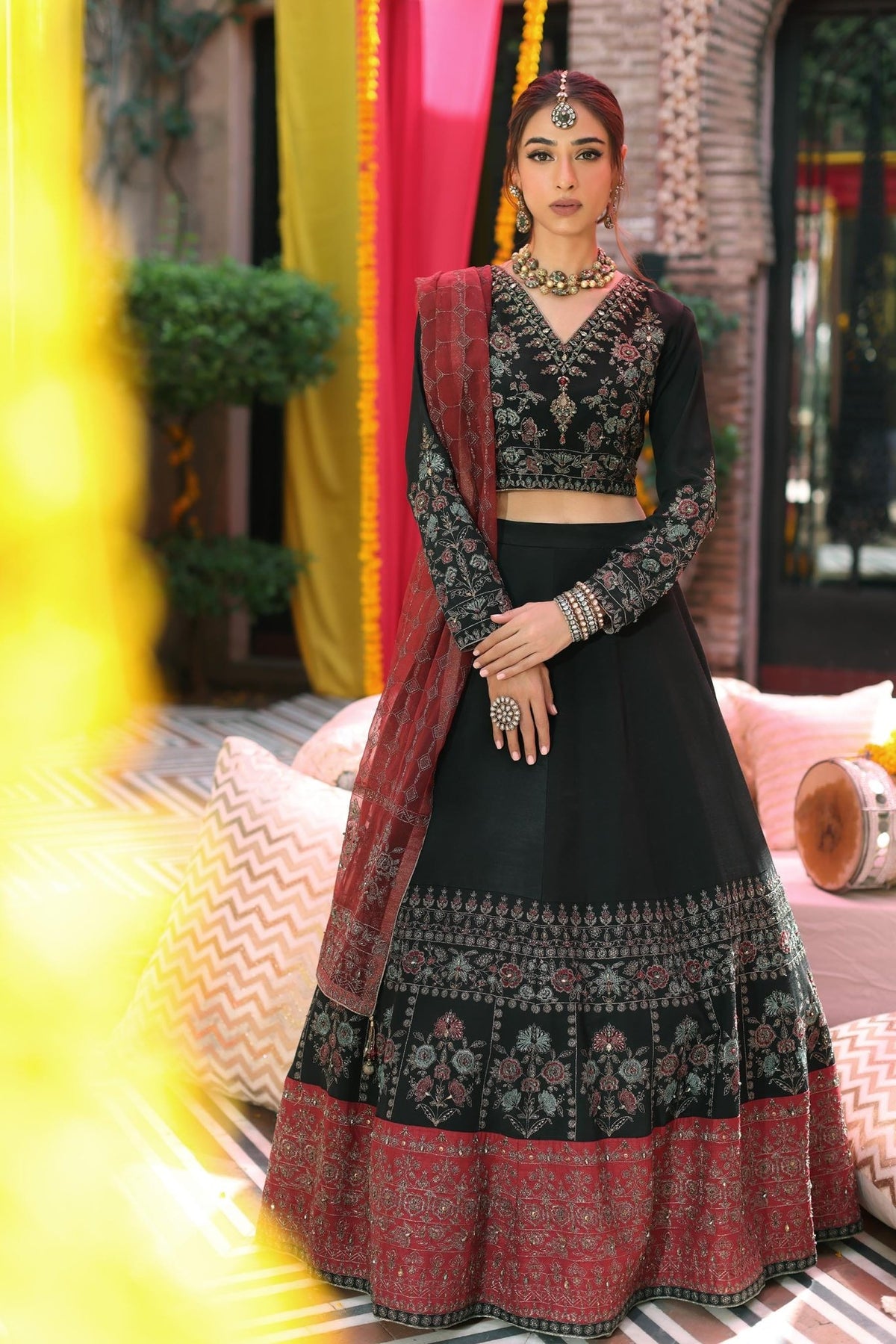 Chinyere | Formal Wedding Exclusive | MALKUNISSA (AA5105)-Brand:Chinyere-Type:Ladies Clothes-Black-Silk-House of Maryam- Buy in UK, USA