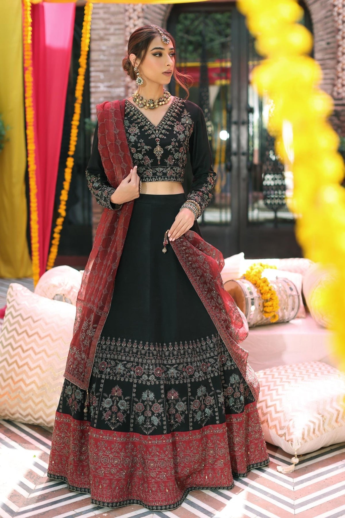 Chinyere | Formal Wedding Exclusive | MALKUNISSA (AA5105)-Brand:Chinyere-Type:Ladies Clothes-Black-Silk-House of Maryam- Buy in UK, USA